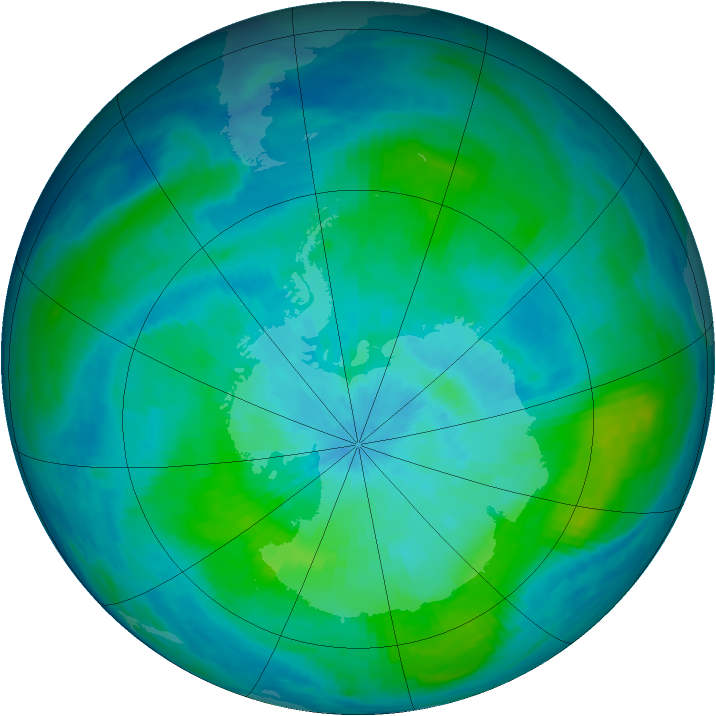Antarctic ozone map for 04 March 1987